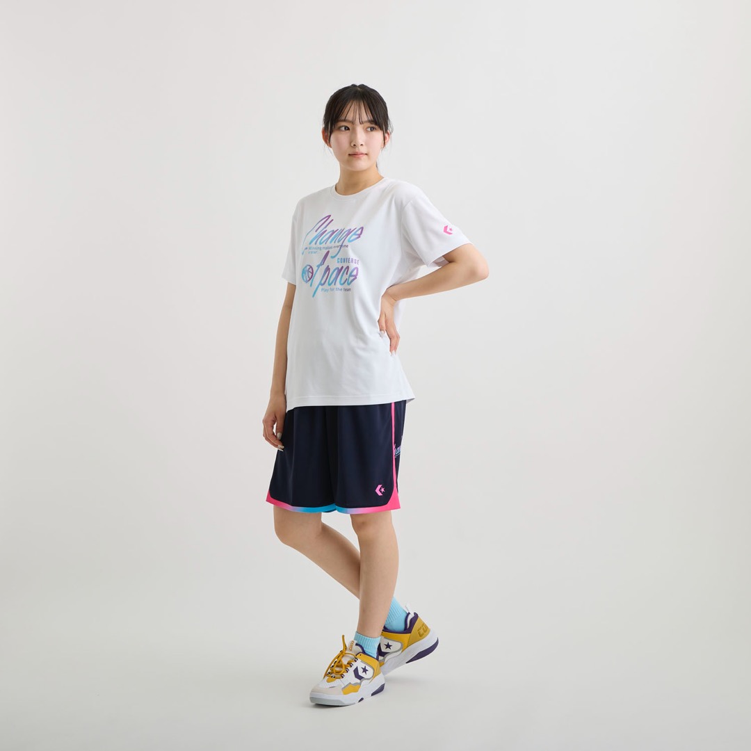 CB341353 ガールズプリントＴシャツ - ホワイト［1100］ │ CONVERSE BASKETBALL